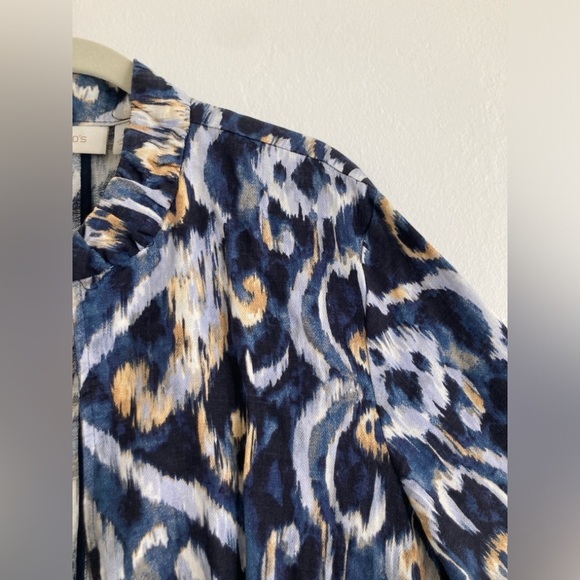 Chico’s Linen Boho Lagenlook Open Front Jacket Art to Wear Watercolor XL/16 - Picture 3 of 9